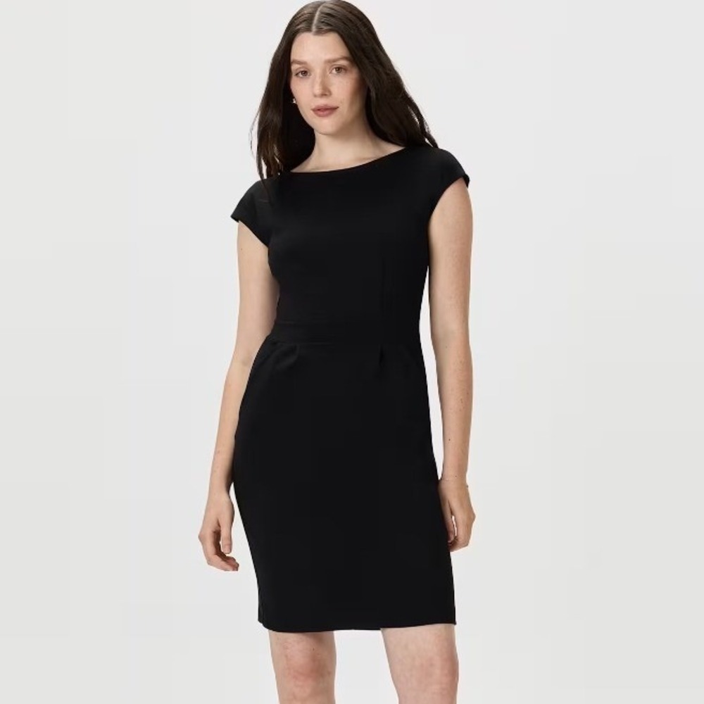 Quince Ultra-Stretch Ponte Cap Sleeve Dress S Black Versatile Classic Timeless